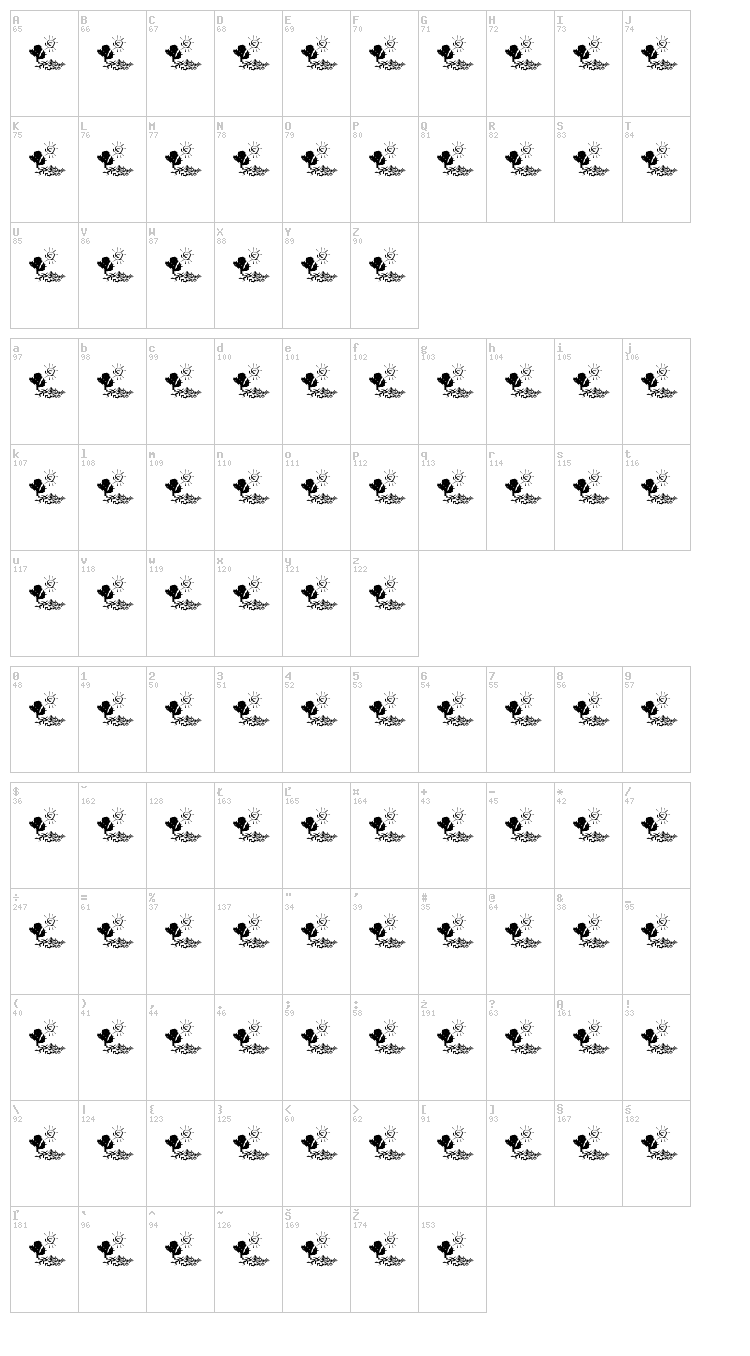 Ochent Silibrina font map